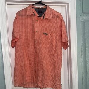 Tommy Hilfiger Men's Coral Checkered Button Down Shirt